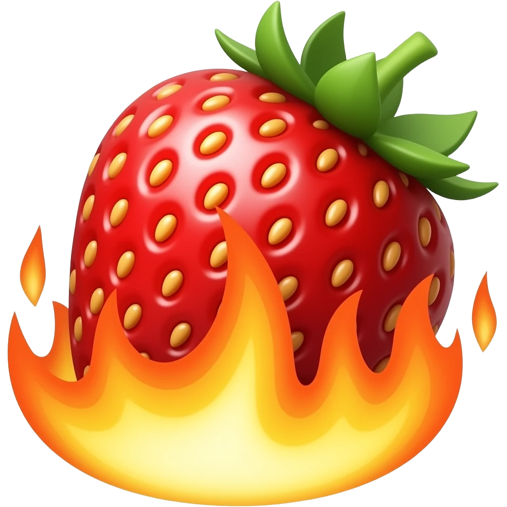 Fresa con fuego emoji