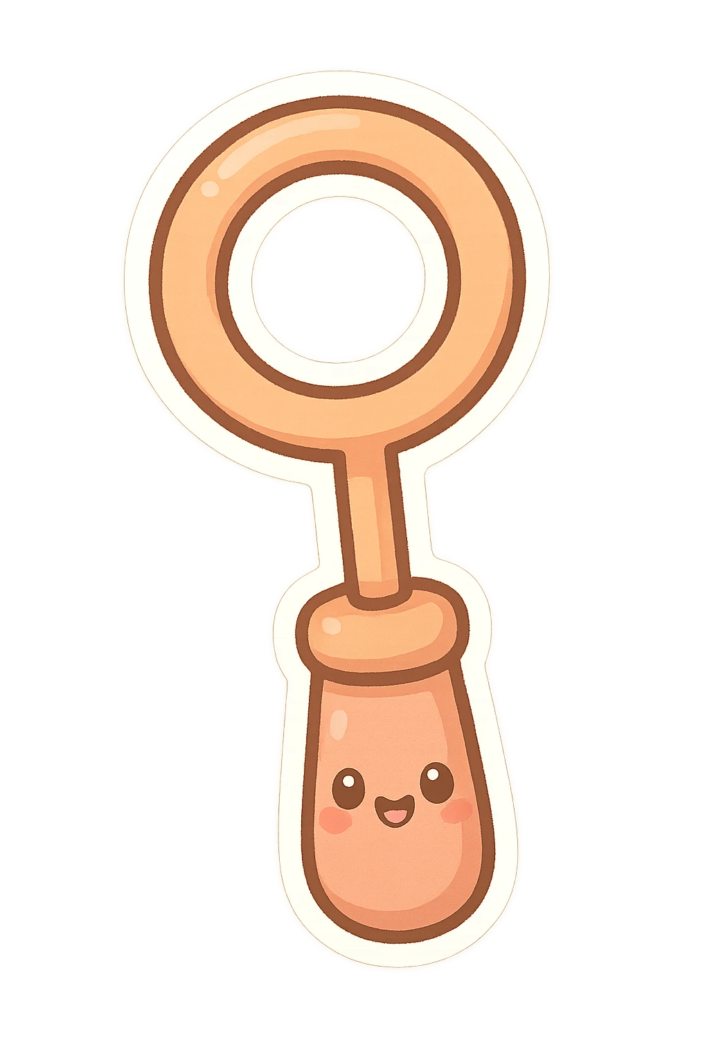 chibi sticker-style bubble wand with a smiling face, cute and exaggerated emoji