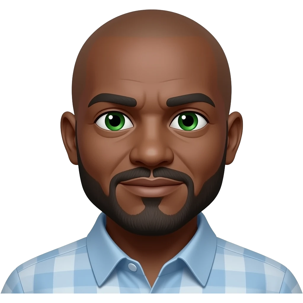 Older,bald,green eyes, go t, dark skinned emoji