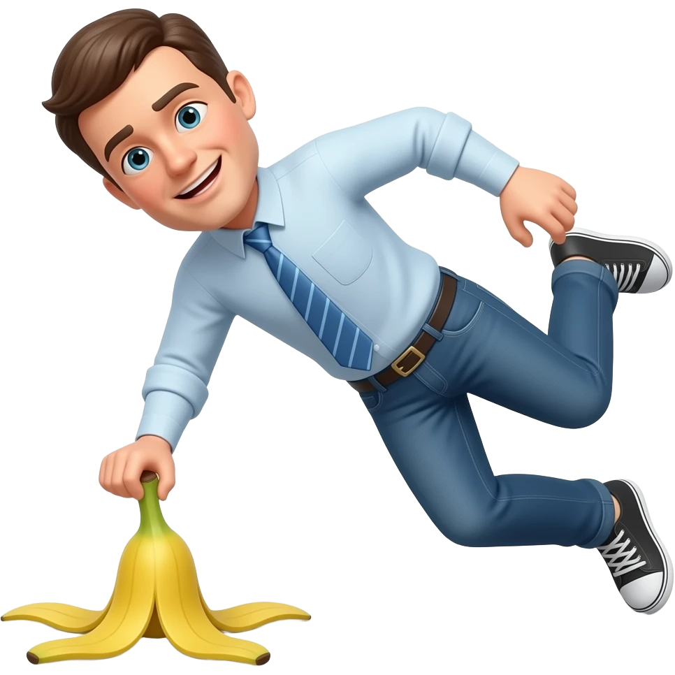 man slipping from banana peel emoji