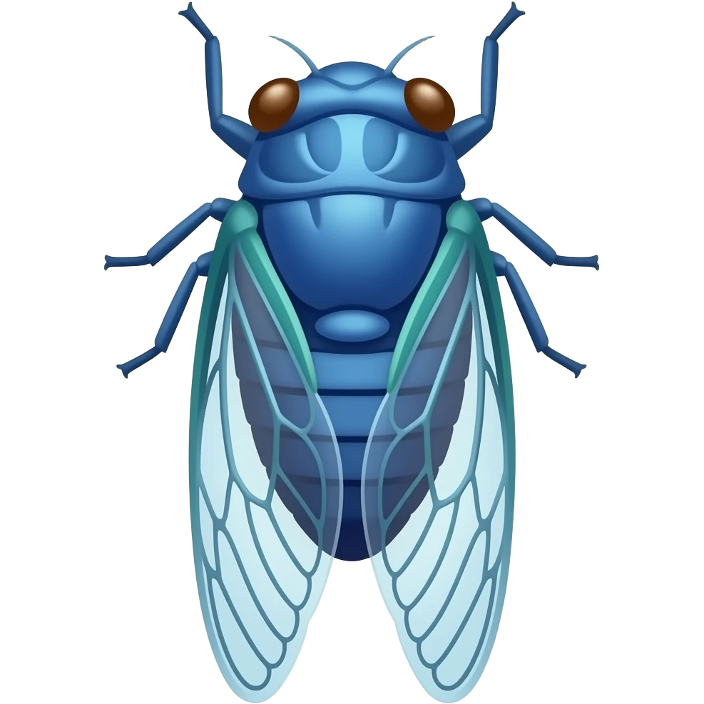 Realistic render IPhone emoji PNG Cicada; Blue purple green color emoji