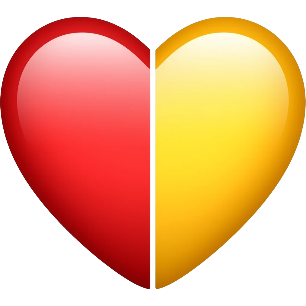 Straight line not zigzag Make it equal half of red heart and yellow heart emoji emoji