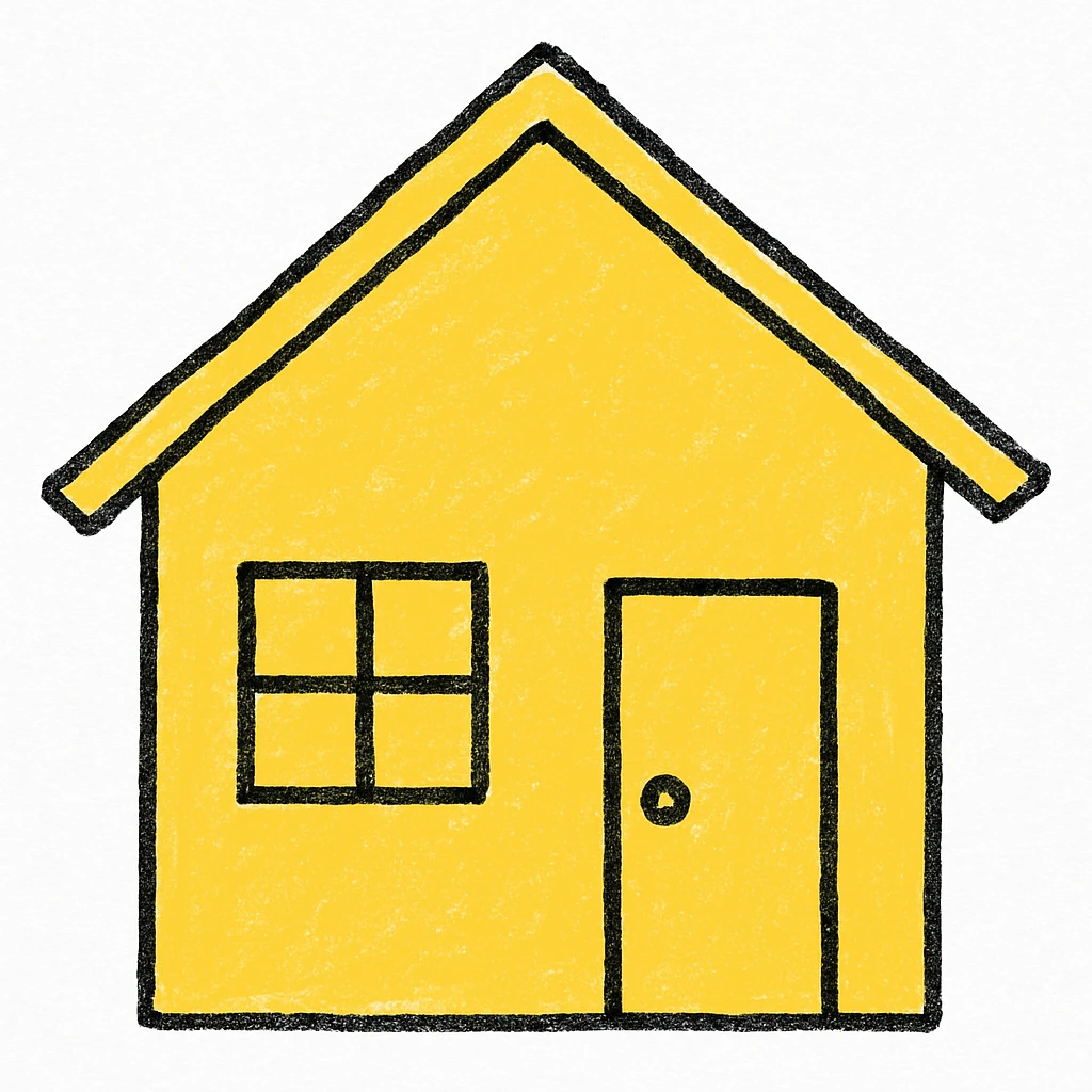 minimal house, yellow emoji