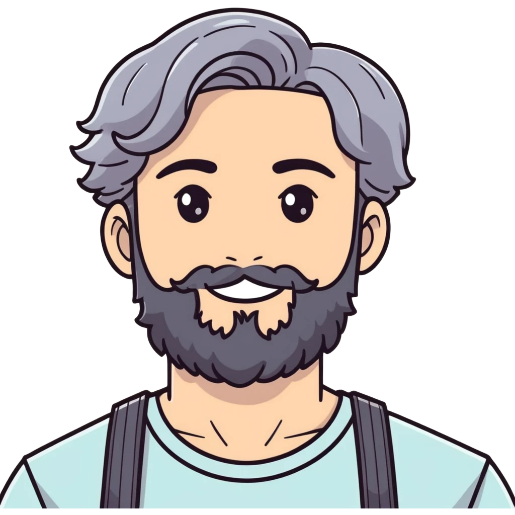 White skin Change gender to male black wavy hair with gray streaks and dimples in each cheek and well trimmed beard emoji