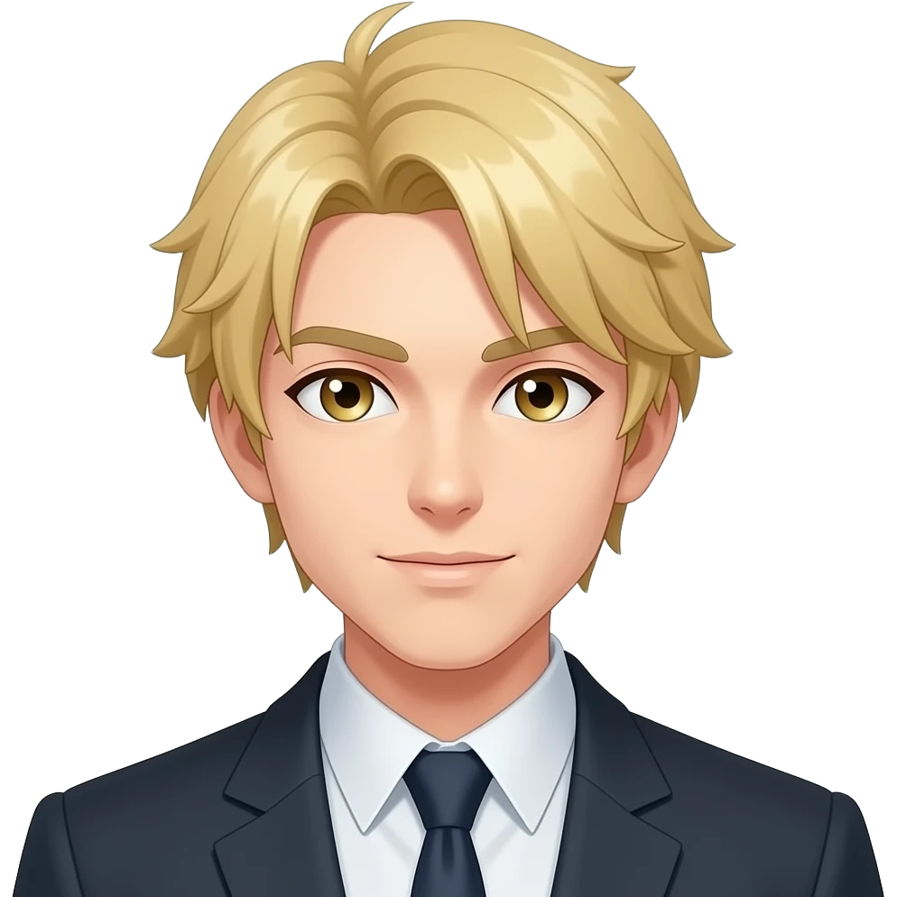 Johan Leibert anime character front face with blonde hair middle part emoji