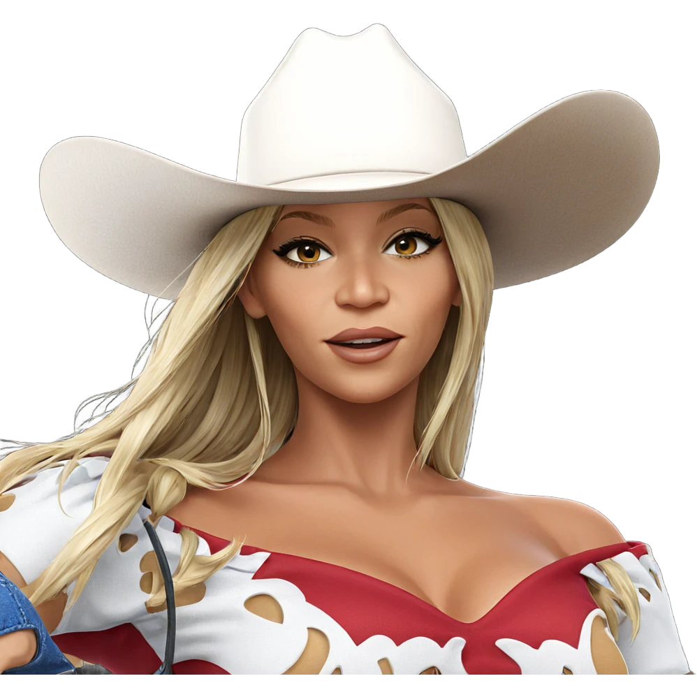 blonde girl in cowboy hat emoji