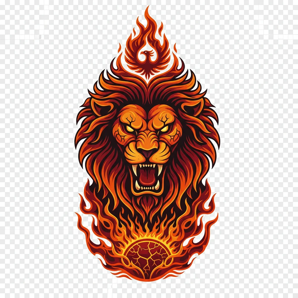 un emblème de la colère du dieu du feu avec un fond totalement transparent emoji