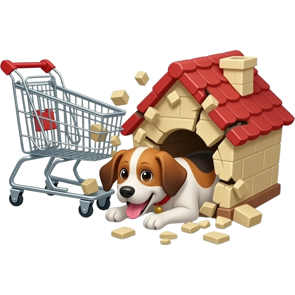 Shopping trolley is slam destroy doghouse emoji