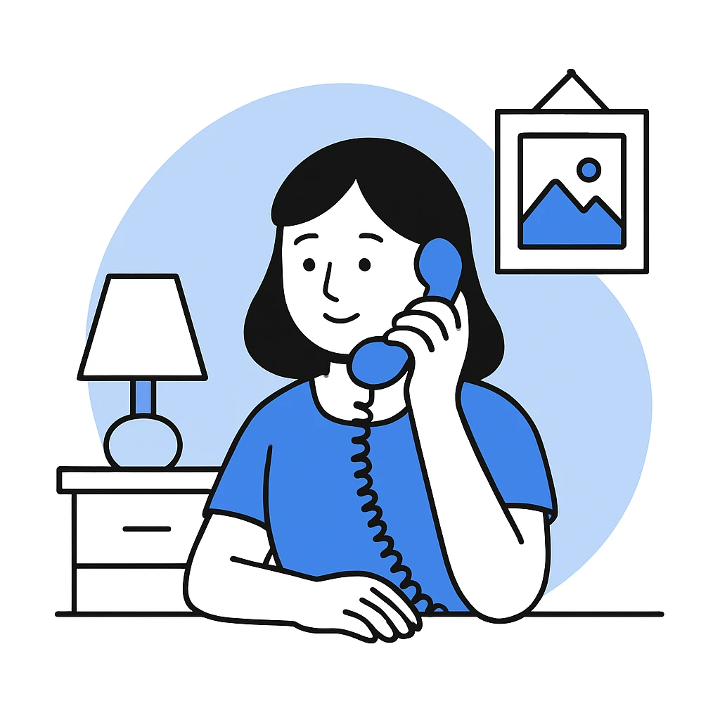 girl talking on telephone in her room emoji
