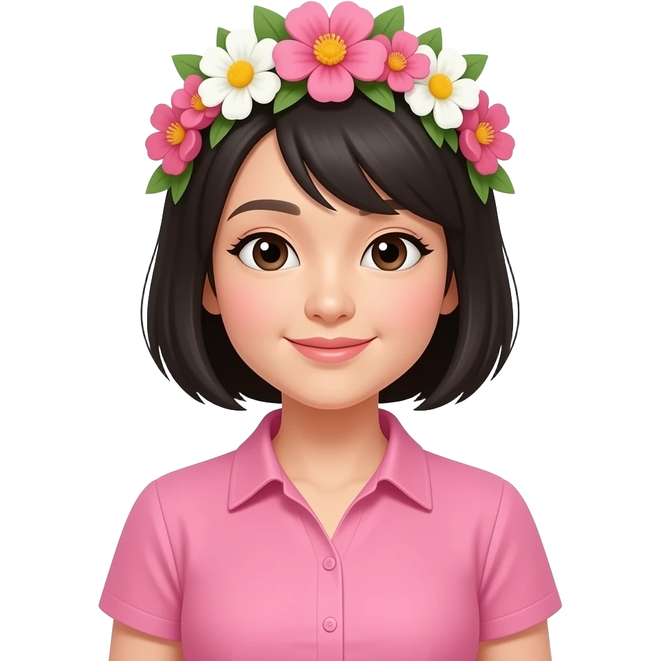 chinese Woman with flowers and pink shirt top emoji