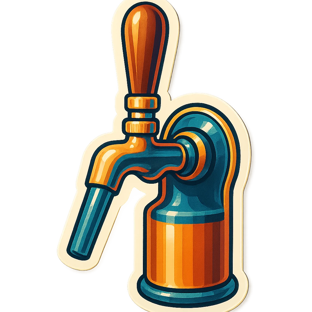 A beer tap with a vintage handle and a retro vibe emoji