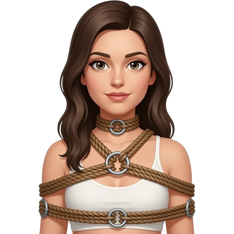 Woman in bondage on a canon emoji