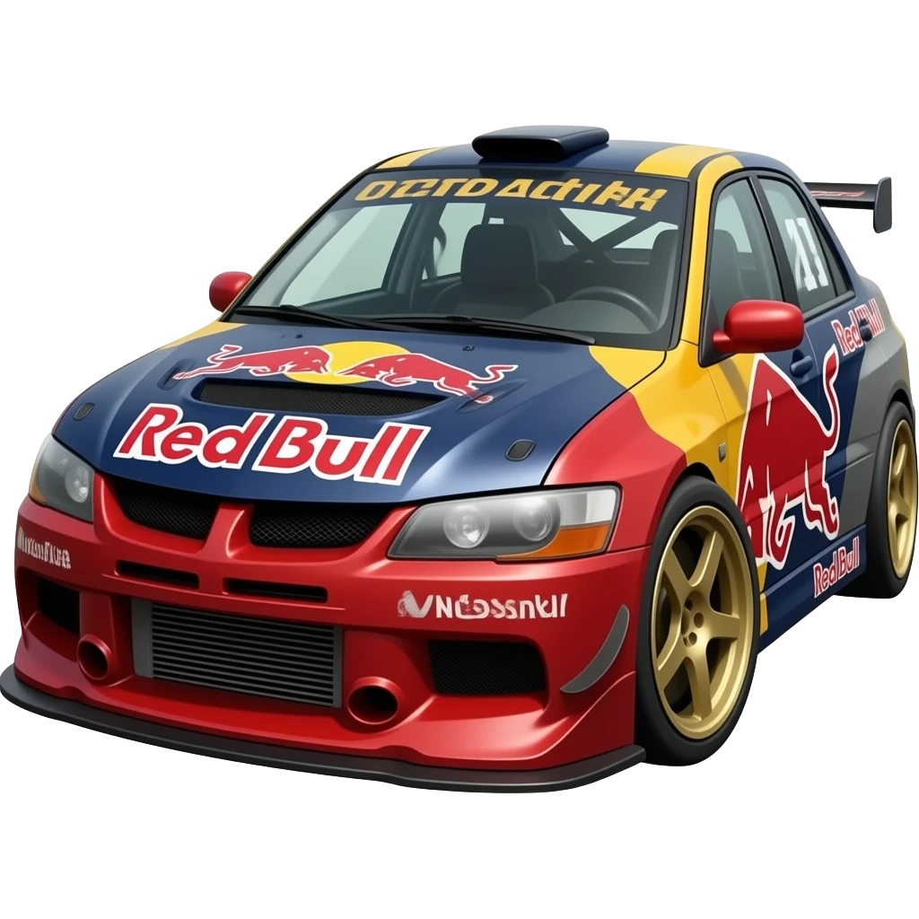 red bull drift car, let it face the left side, take out the unnecessary letter on the front glass and side emoji