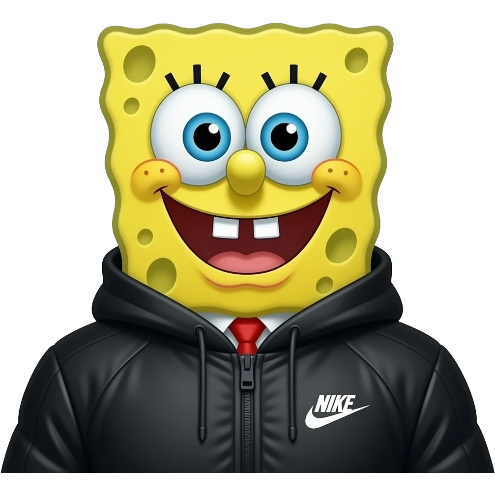 Spongebob wearing a black Nike tech emoji