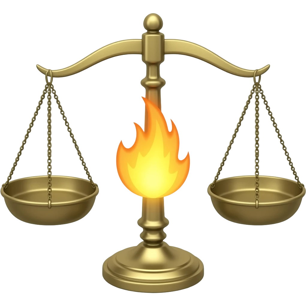 Balança com uma chama no meio emoji