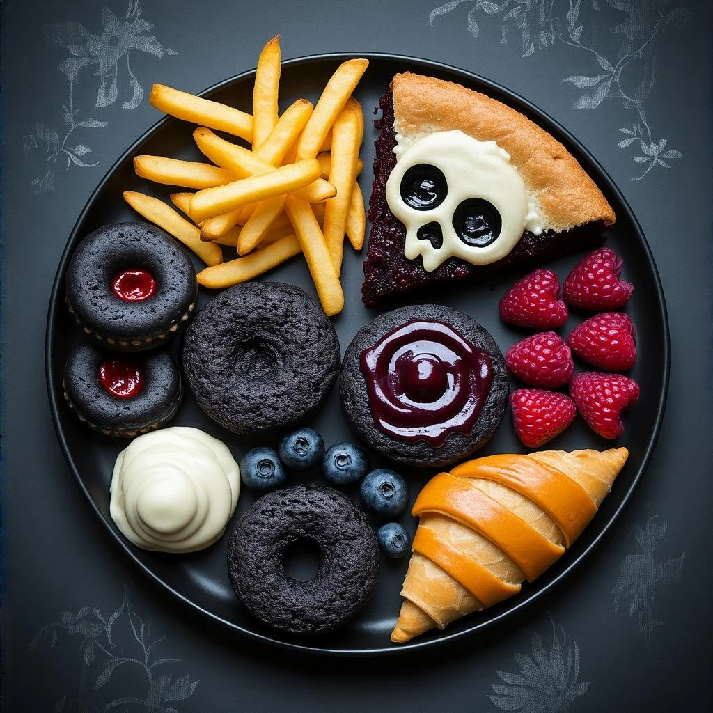 emo food with a dark color palette emoji