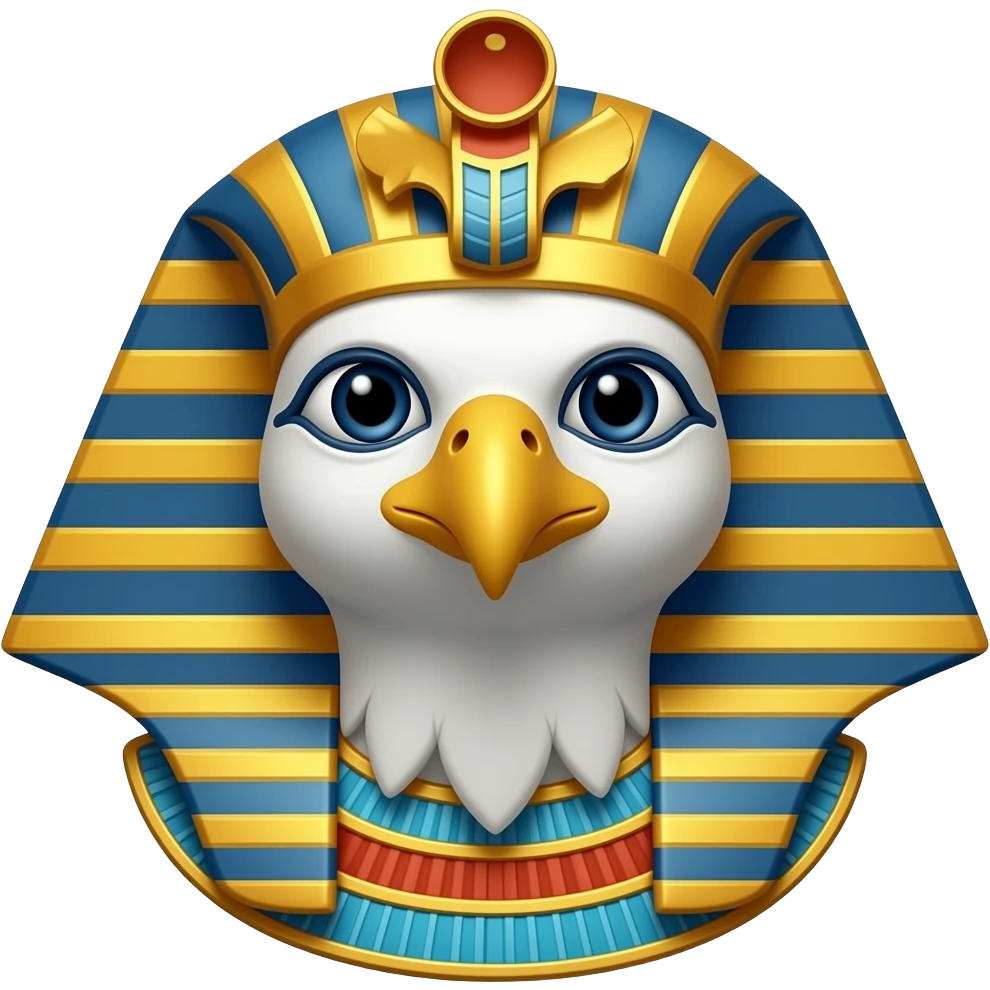 horus with falcon head and falcon face, feather for his nemes emoji