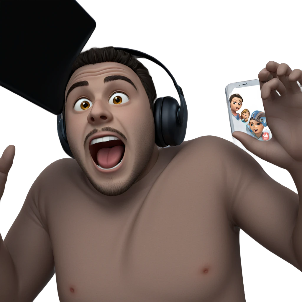 boy with phone and expression emoji