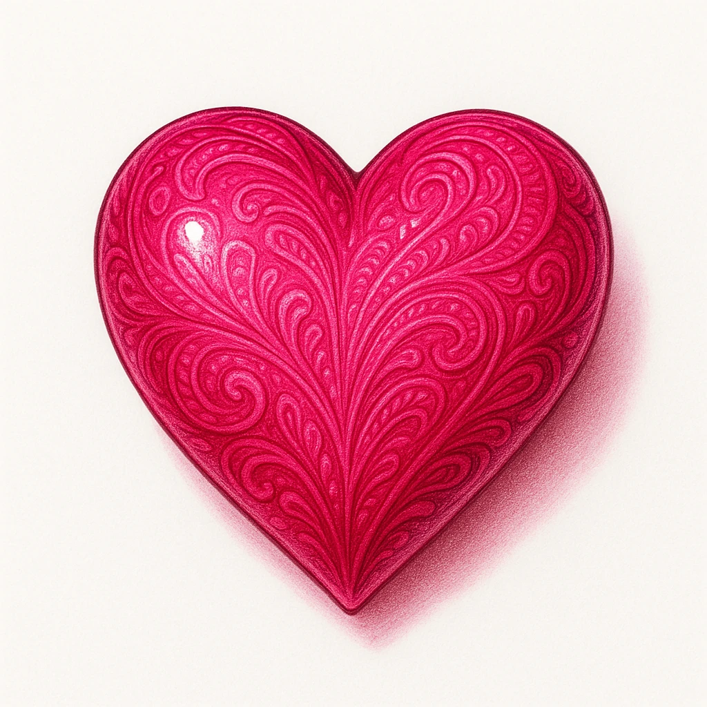 detailed hot pink heart emoji