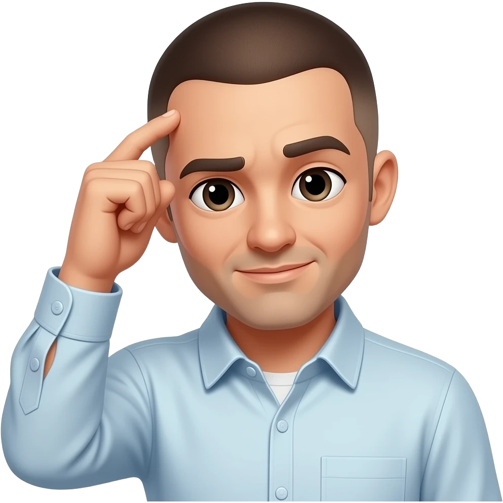 generate a man that's deep in thought scratching his head. buzzcut apple style icon emoji