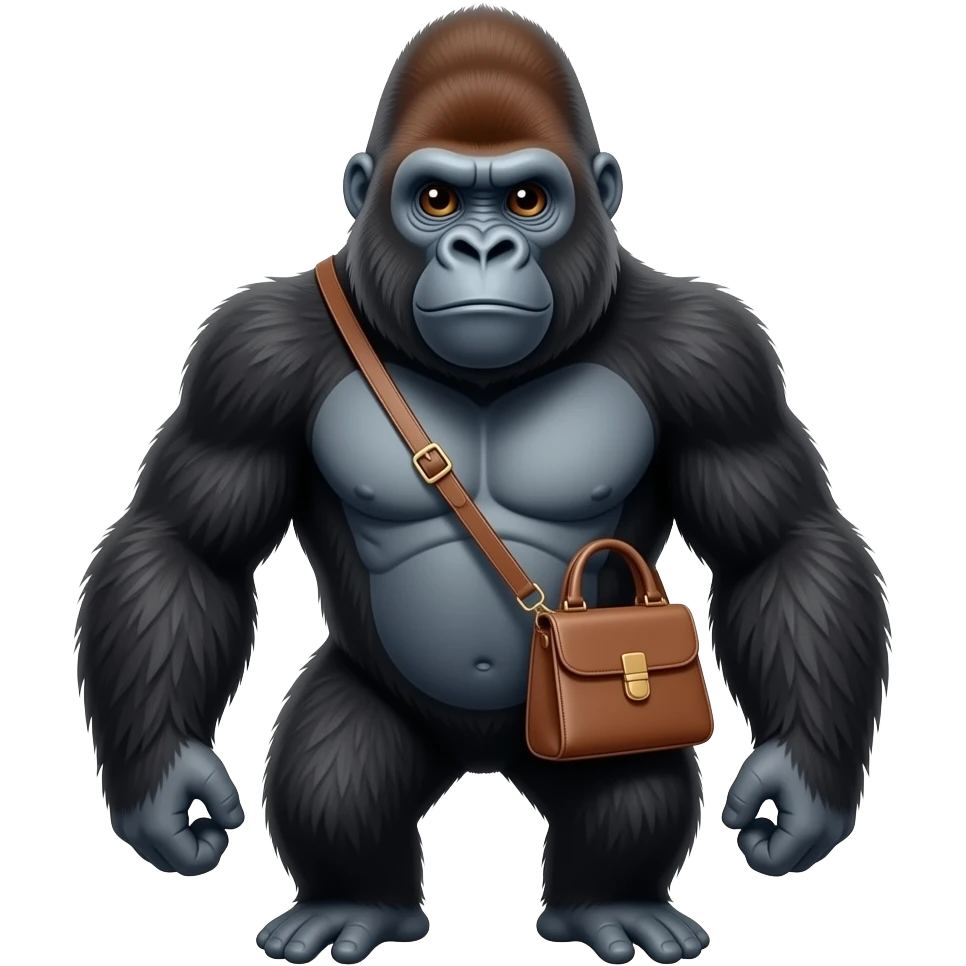 Gorilla with a birkin bag apple emoji style emoji