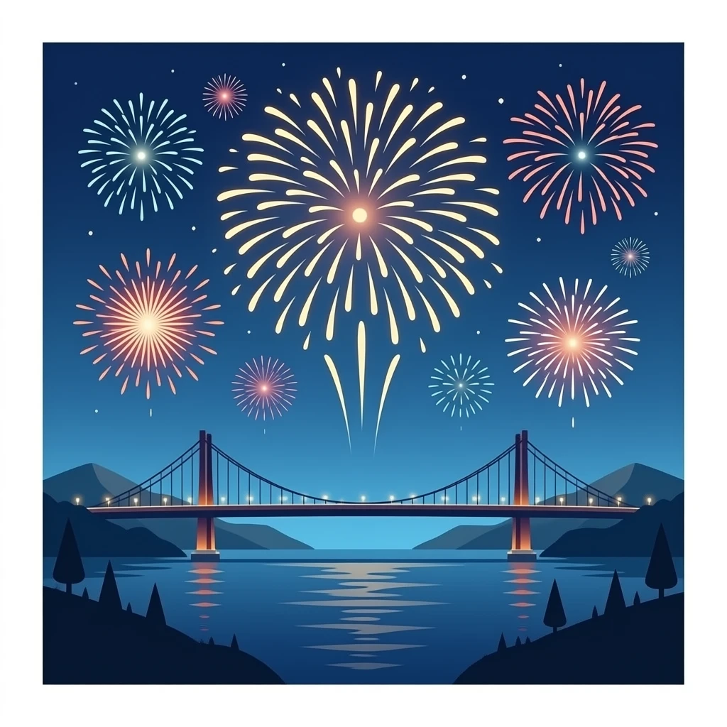 Fireworks over a bridge emoji