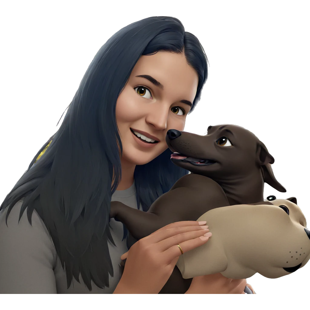 happy girl with dog indoors emoji