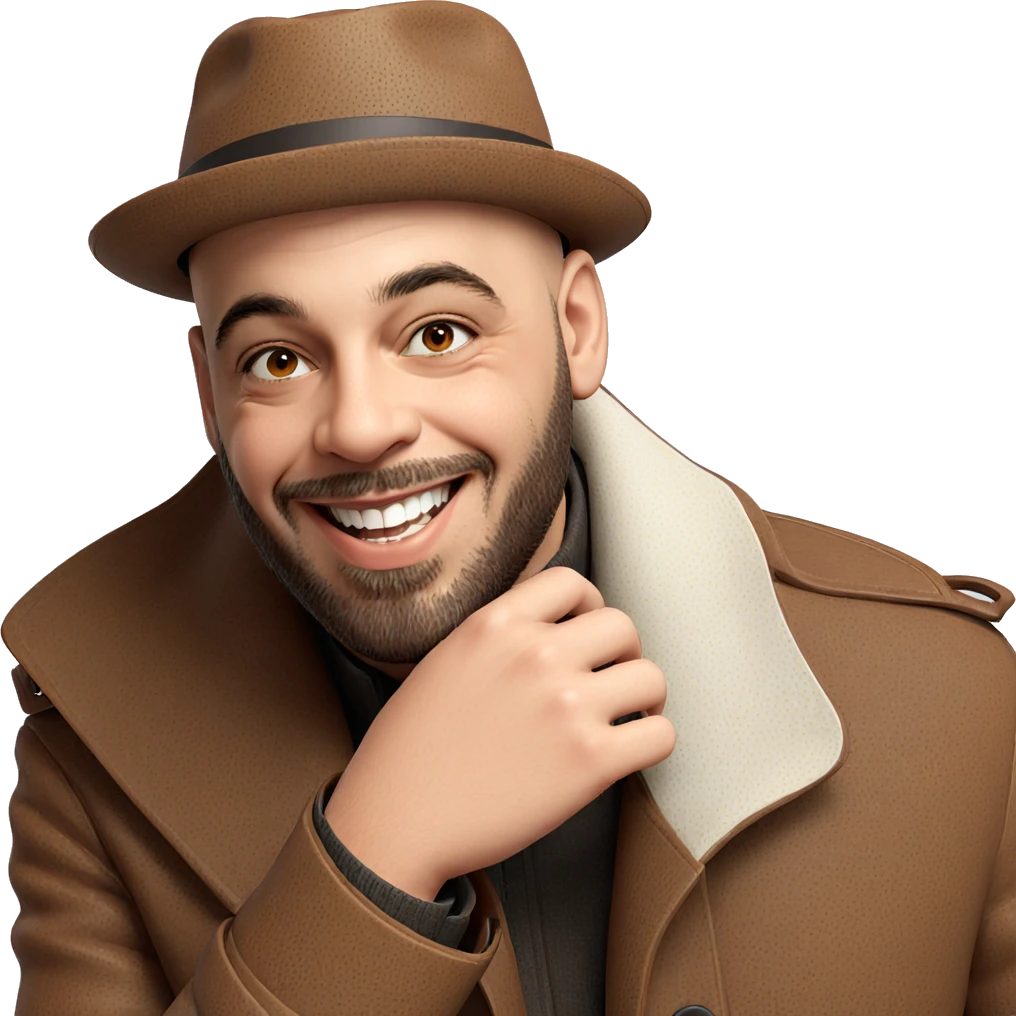 smiling boy in brown coat emoji