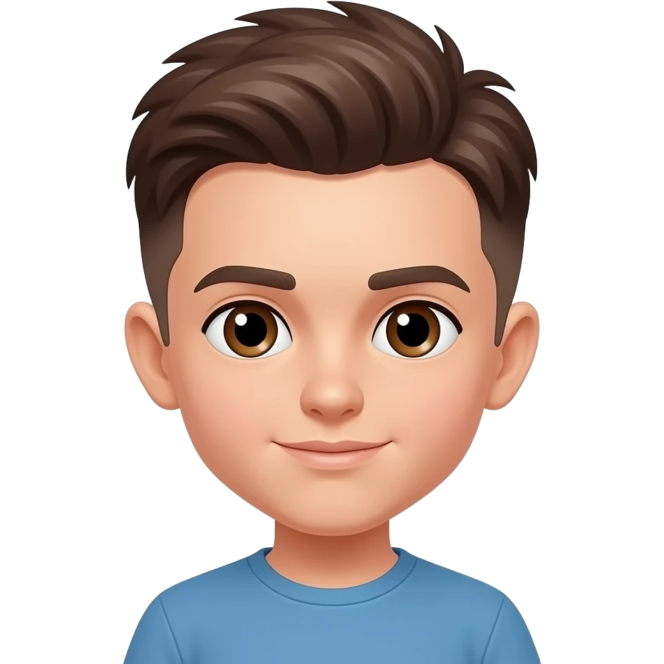голова мальчик, на голове стрижка «бокс» коричневые, тон лица (бледноватый), цвет глаз (коричневые) emoji