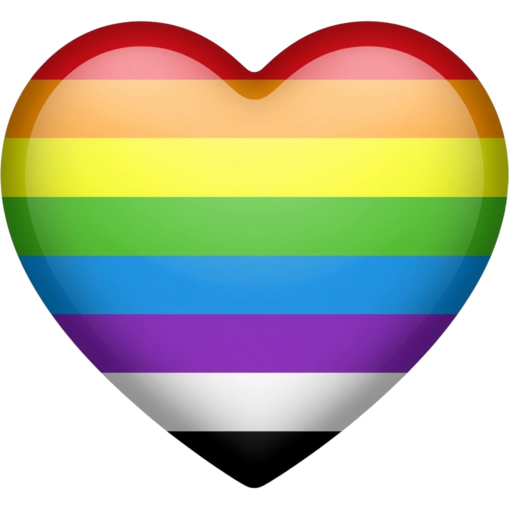 Progress flag heart red, orange, yellow, green, blue, violet, white, pink, light blue, brown, black emoji