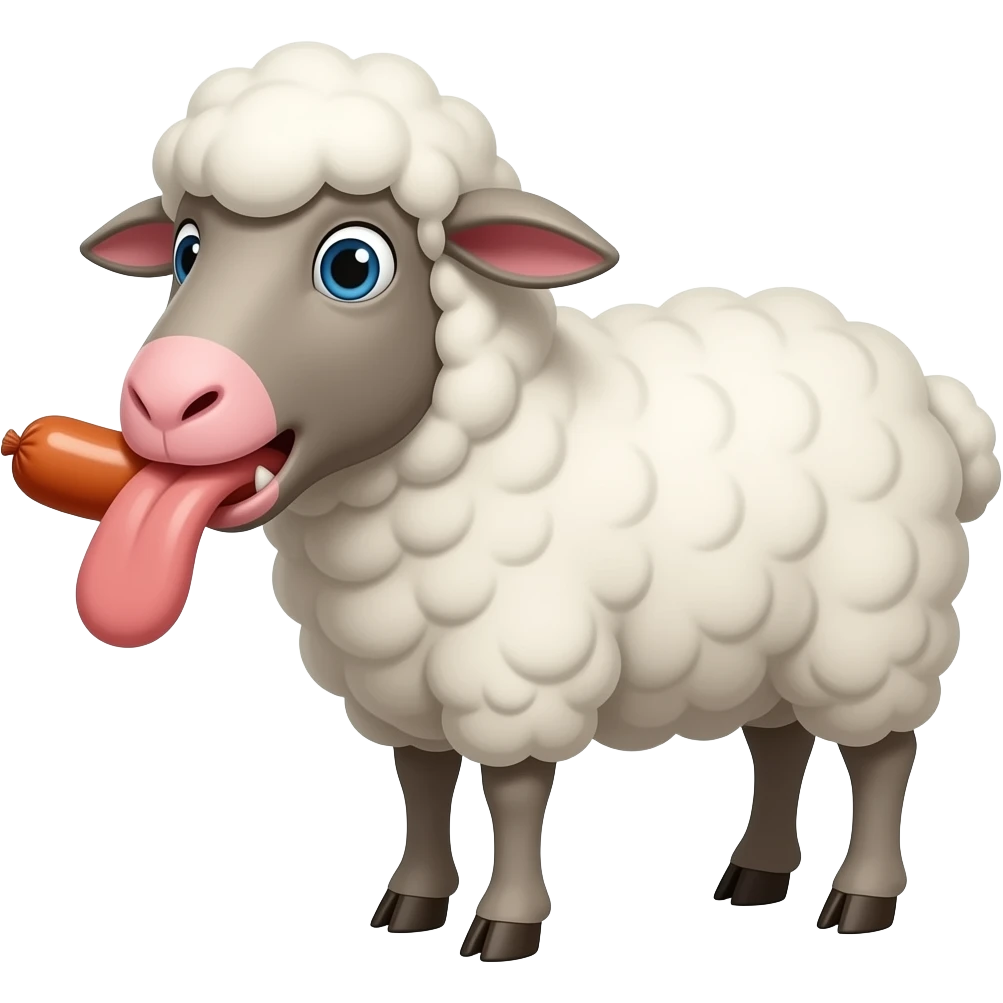 White Sheep with big puffy comfy botox filler lips sucking wrapping around sausage hard with no teeth emoji