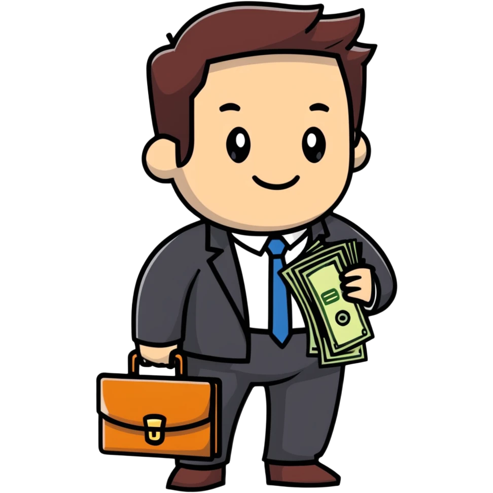 business person with briefcase full of money emoji
