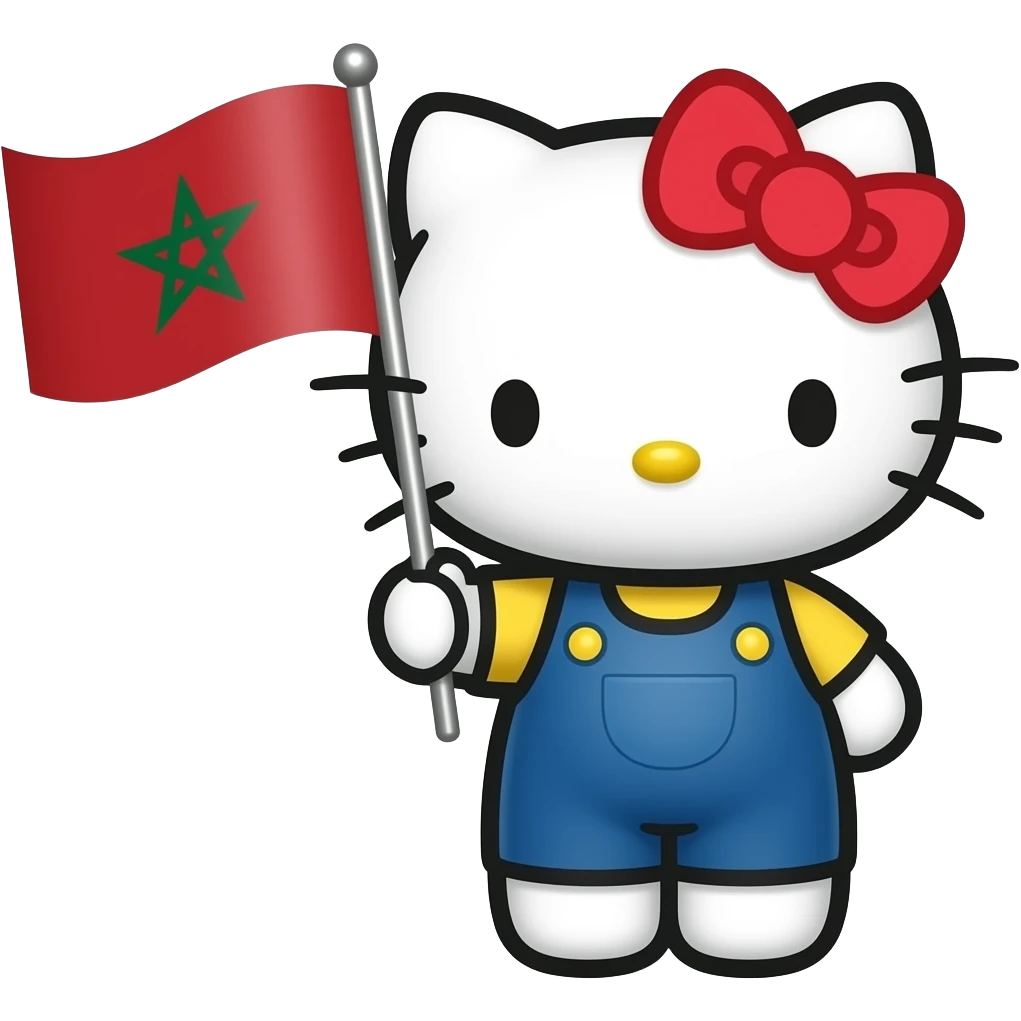 Hello kitty avec un drapeau du maroc emoji