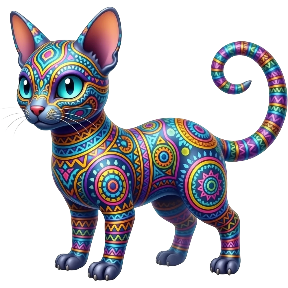 Shiny Exotic Colorful Patterned Esoteric Cool Genet-Absol-Zeraora-Primagen-fusion-creature emoji