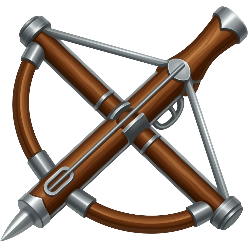 show a wood and silver medieval crossbow with no background emoji