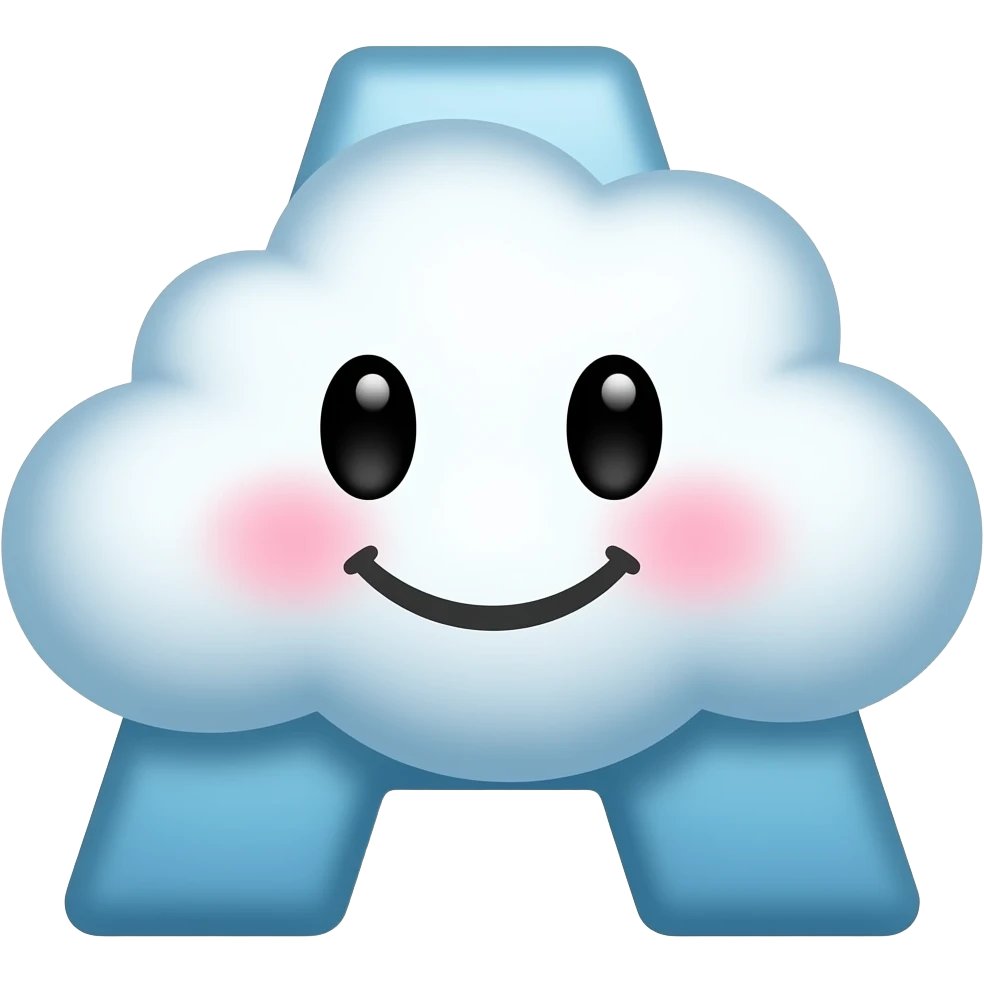 Una cara enamorada con una nube y la letra A emoji