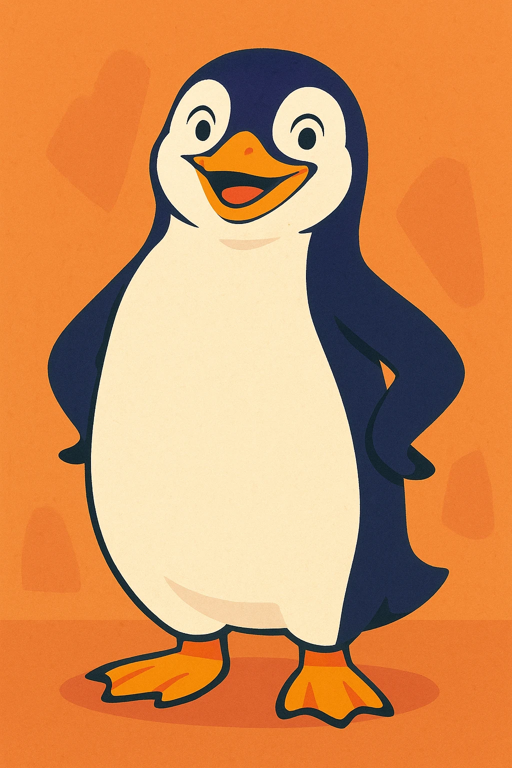 Gloria the penguin from Happy Feet, standing proudly, soft friendly illustration style emoji