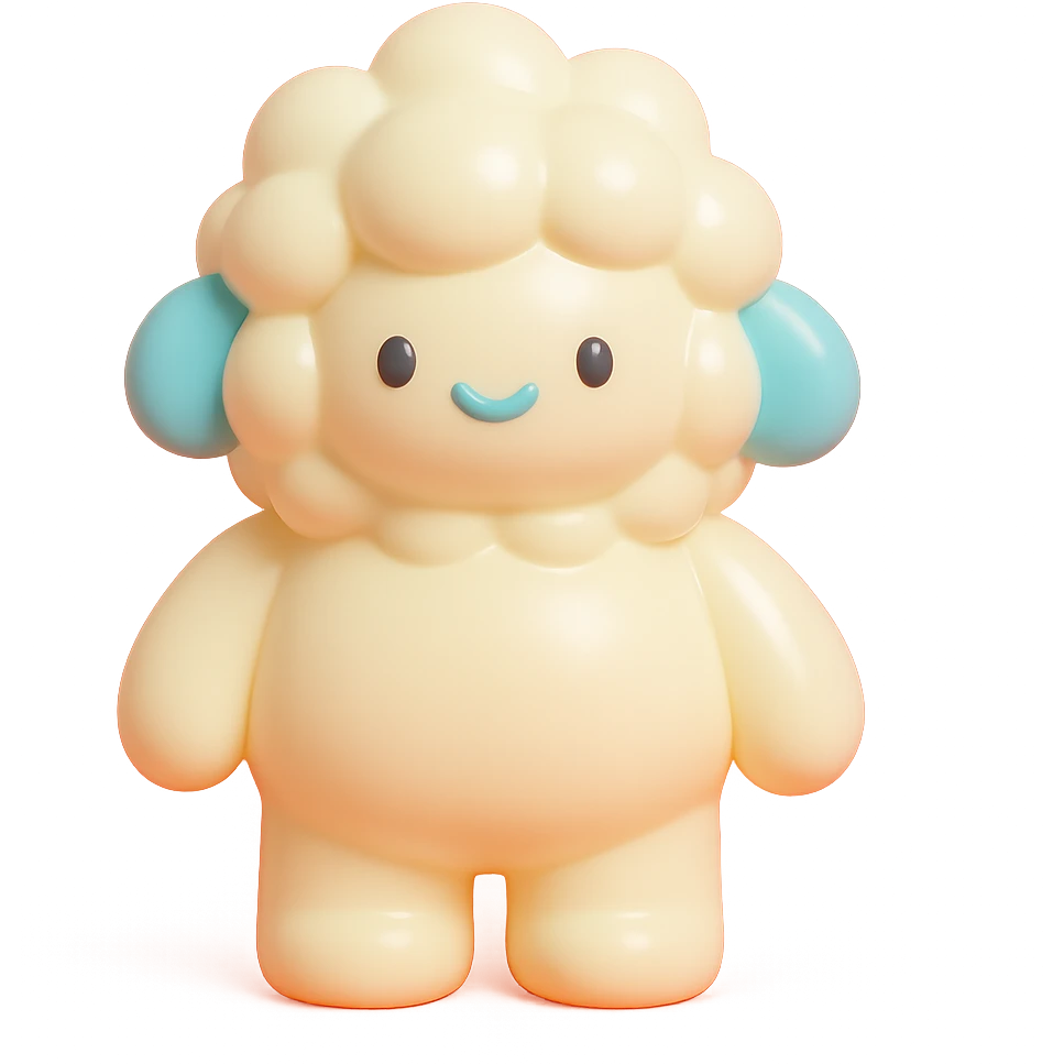fluffy, toy-like appearance, vinyl figure style emoji