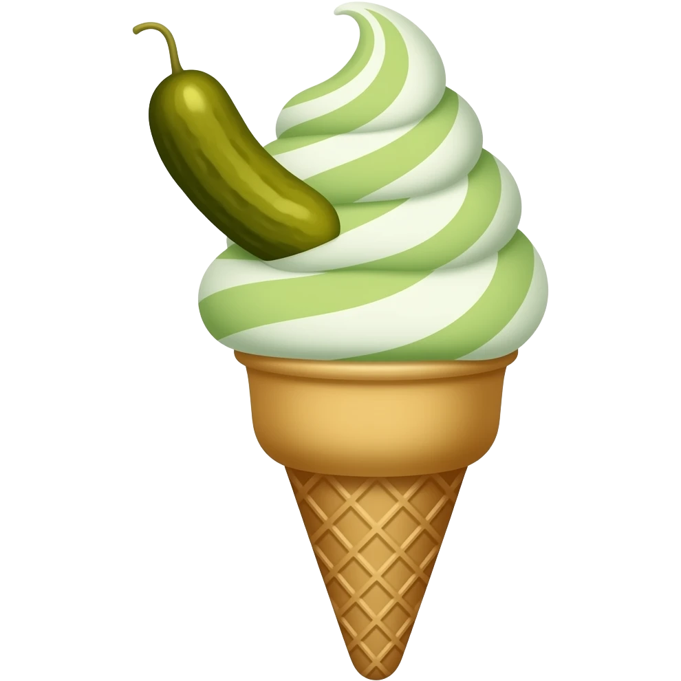 Pickle ice cream in a cone emoji