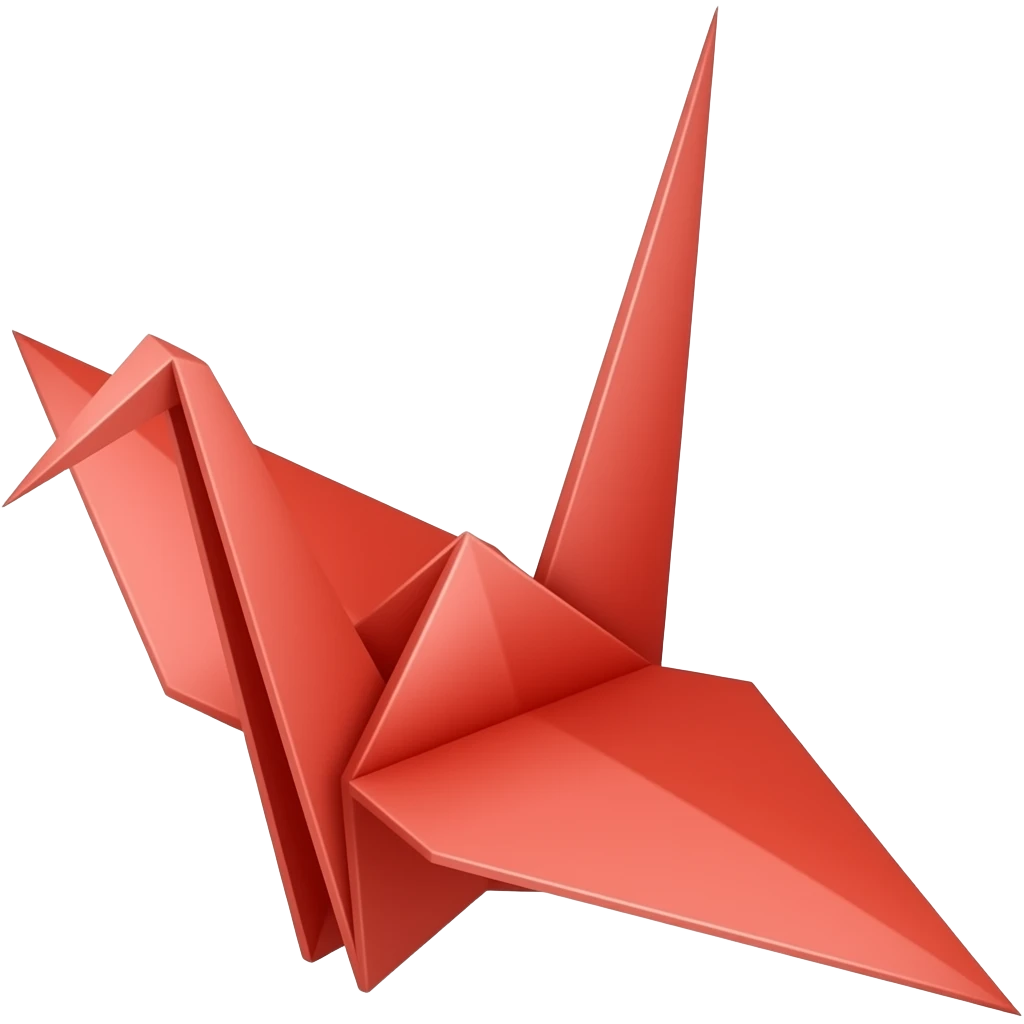 Красный журавль из оригами emoji