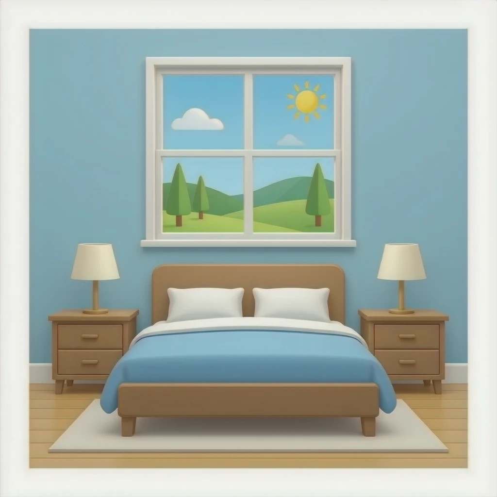 bedroom neutral color only bed and nightstands emoji