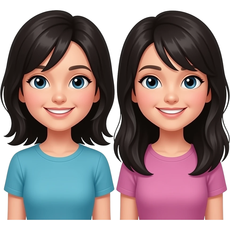 Black hair sisters smiling emoji