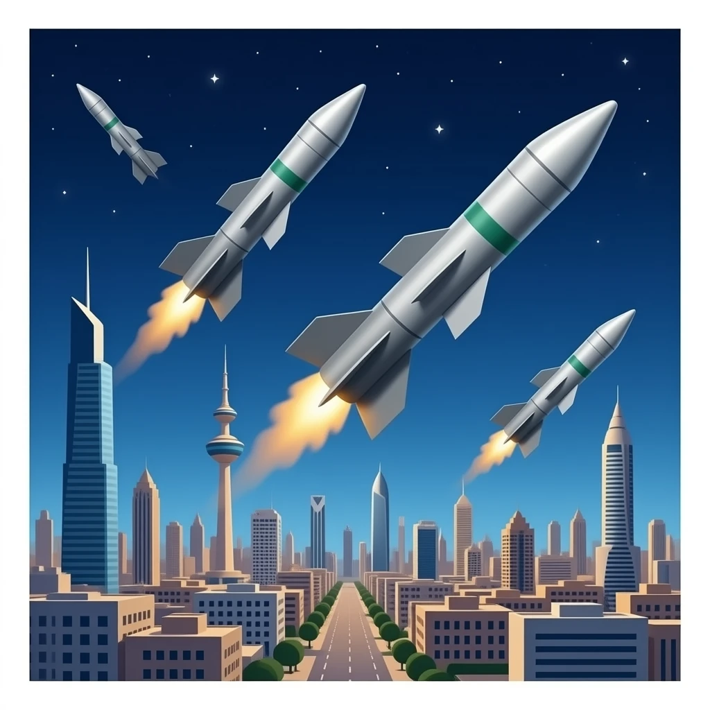 missiles Coming and falling in kuwait city emoji