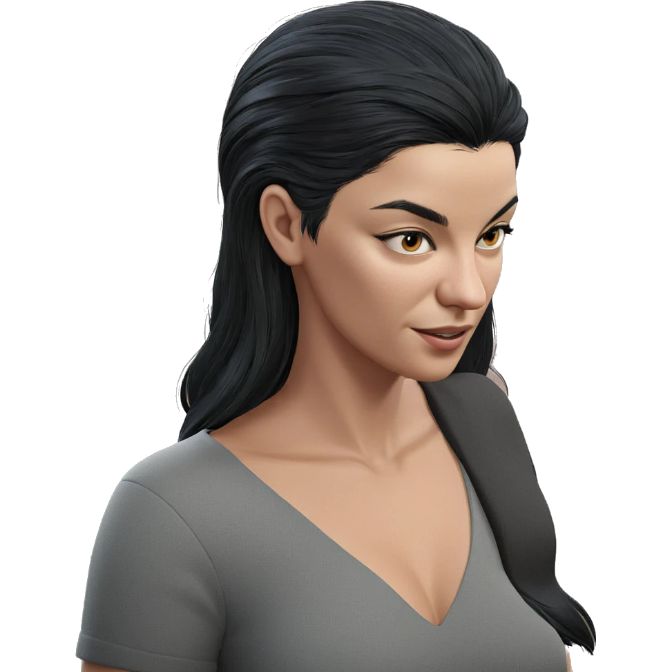serene girl with black hair emoji