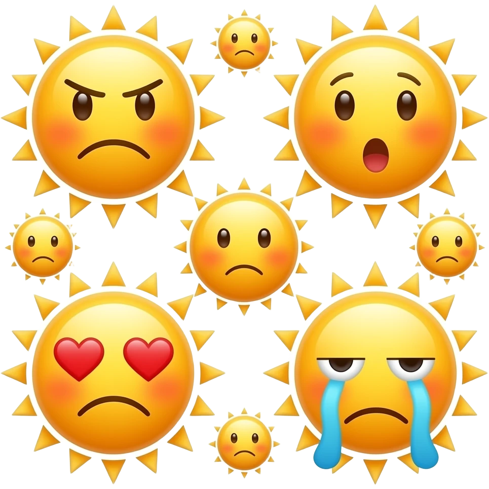 je veux des emoji soleil avec toute les emotion dans les soleil peut tu les separer individuellement emoji
