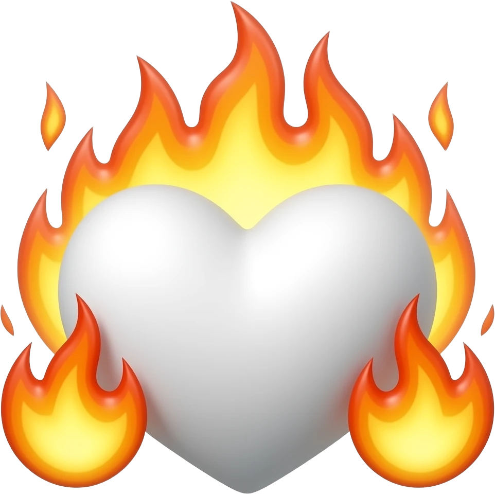 Corazón blanco con fuego por los lados emoji