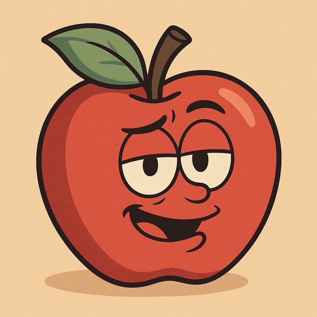 classic red apple emoji, cartoon style emoji