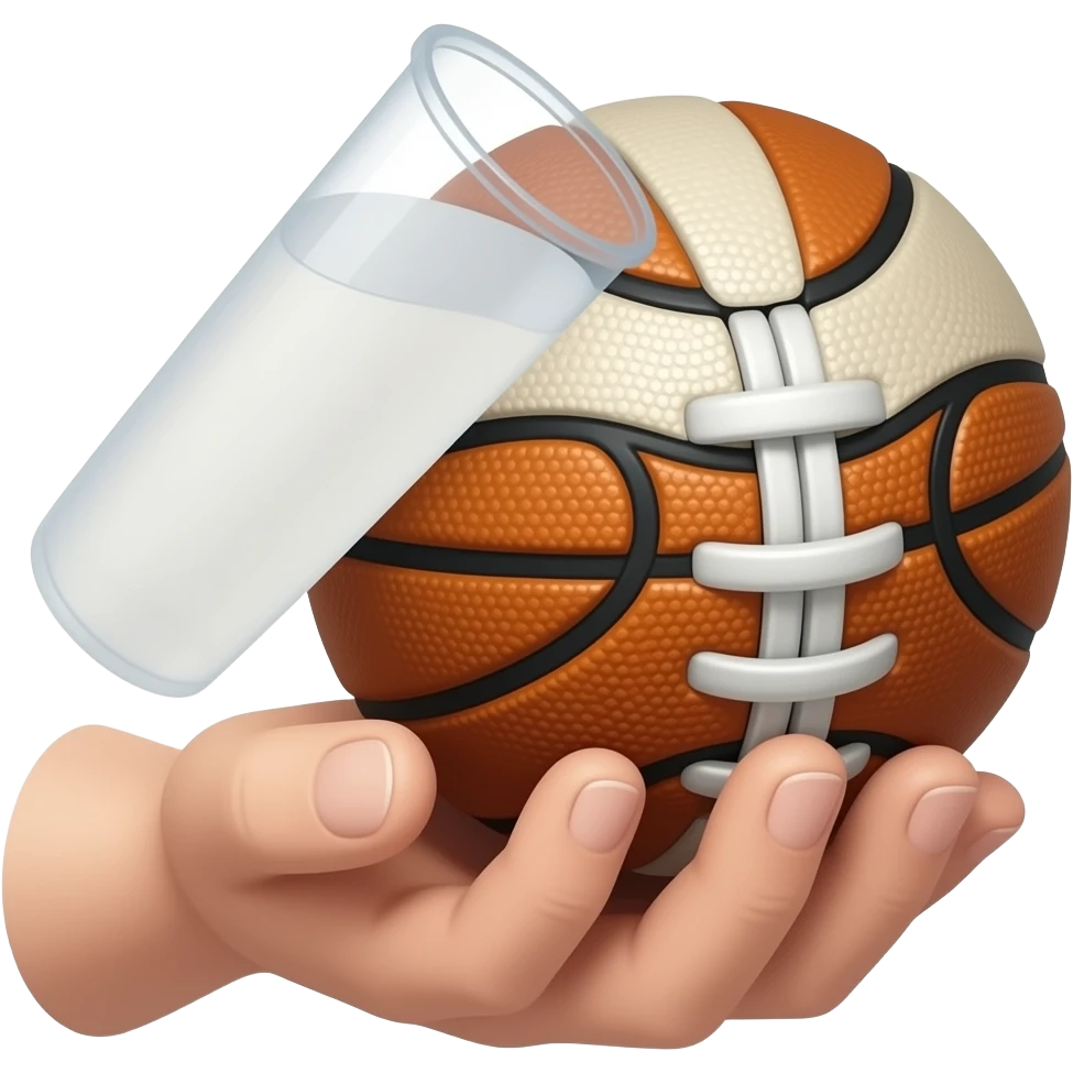 Realistic dodgeball ball with a plastic cup in hand emoji