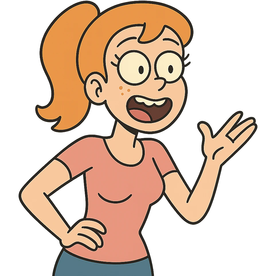 cartoon-style girl with exaggerated features and bright colors emoji