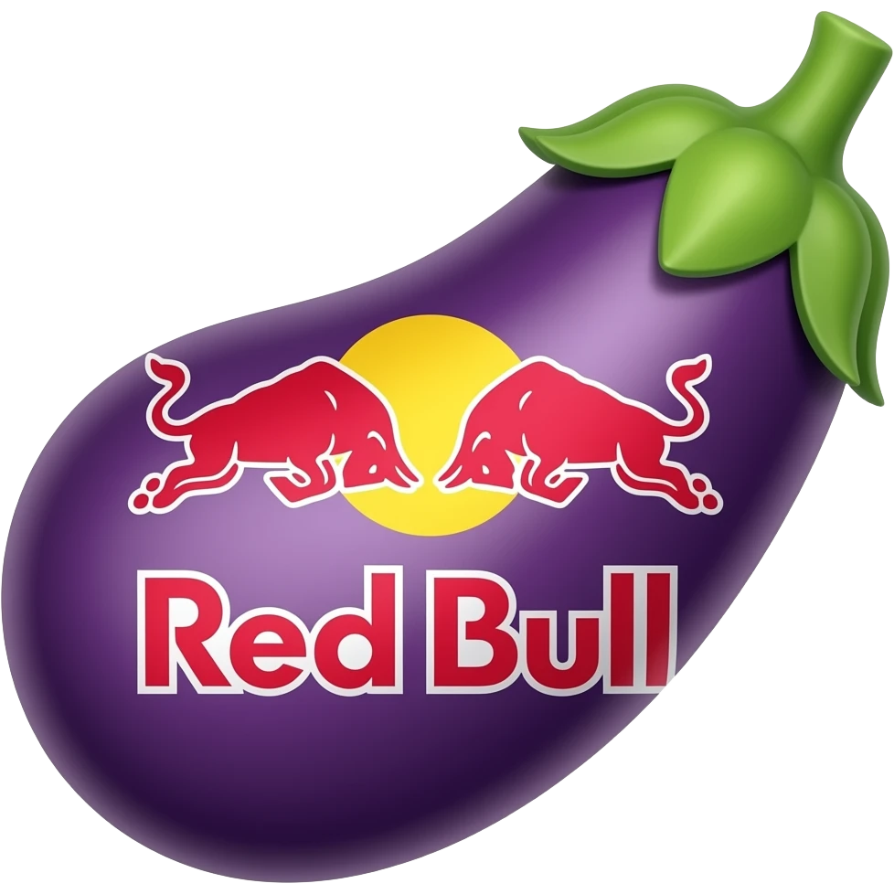 Rede Bull emoji with the shape of an eggplant emoji
